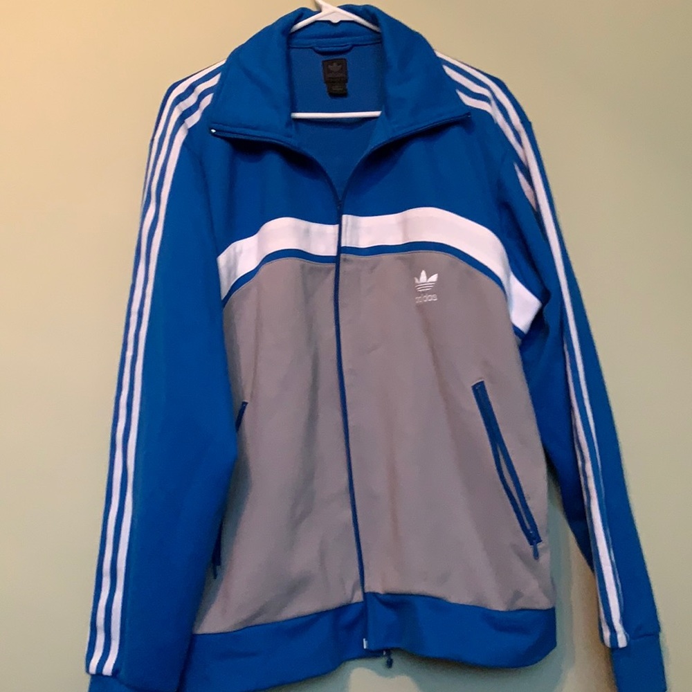 Adidas Blue and Gray Track Jacket